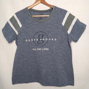 Garth Brooks All Day Long Large T Shirt Blue Gray Burnout Stripe Country Music